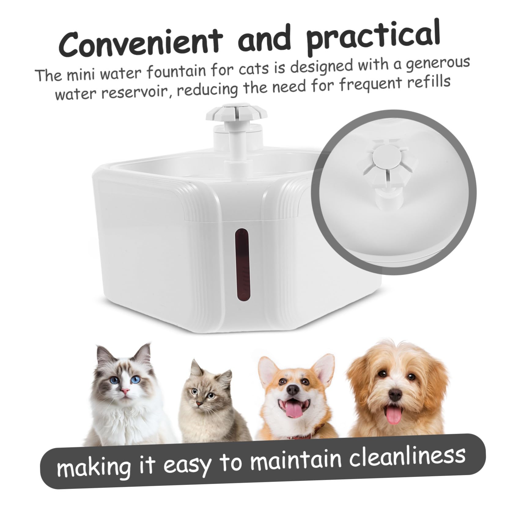 SHINEOFI Fuente de Agua para Gatos y Perros, Bebedero Automático para Mascotas, Abs, Blanco, Gran Capacidad, con Detección de Movimiento, Agua Corriente Limpia, para Uso Interior en Casa