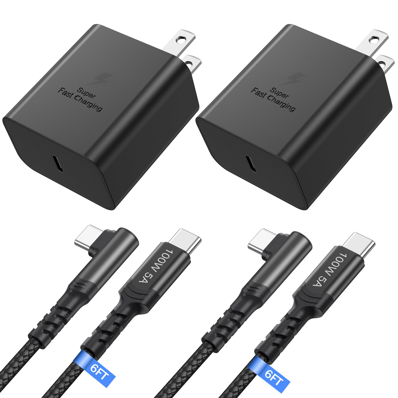 Super Fast Charger Type C, Costyle 45W USB C Charger Type C Fast Charging Block with 6FT Right Angle 5A USB C Cable for Samsung Galaxy S25 S24 Ultra S24+ S23 Plus S23 S22 S21 S20,Tab S7 S8 S9 FE S10+