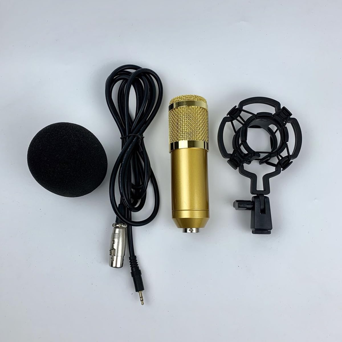 Micrófono de Condensador Bm-800 de Doble Malla Dorado para Grabación