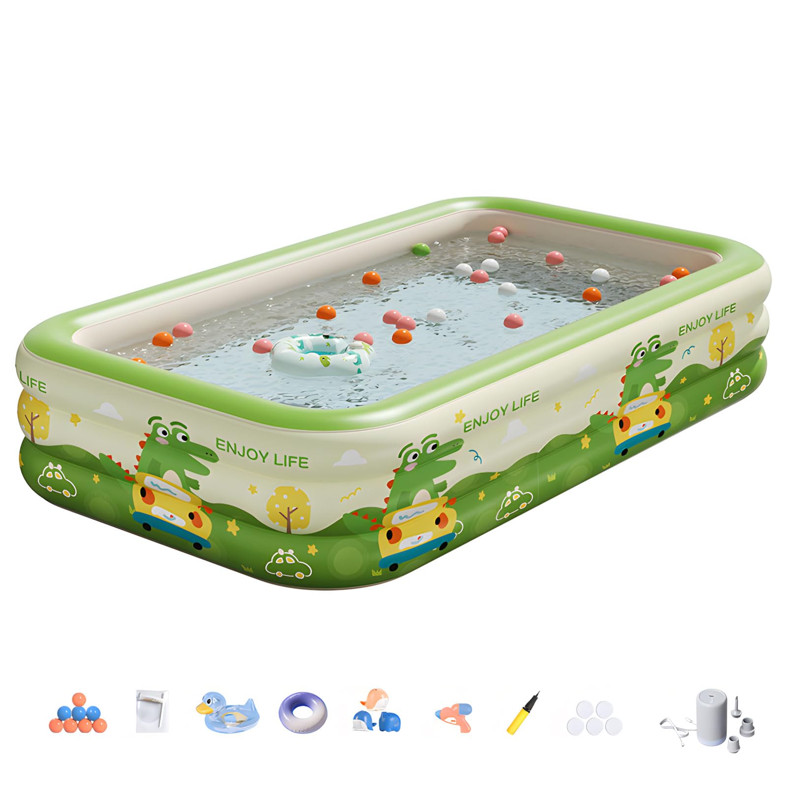Espaciosa piscina hinchable familiar 180 x 130 x 56 cm, PVC resistente para actividades acuáticas, patio trasero con fiesta infantil, piscina inflable