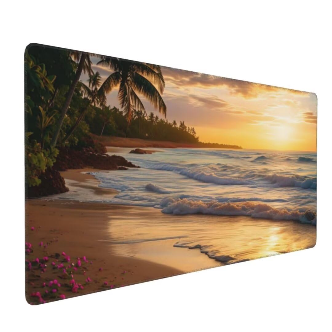 Podkładka pod mysz XXL, 1400 x 700 mm, duża podkładka pod mysz, plaża, gamingowa podkładka pod mysz, zachód słońca, podkładka pod mysz, gładka powierzchnia, antypoślizgowa podkładka pod mysz,