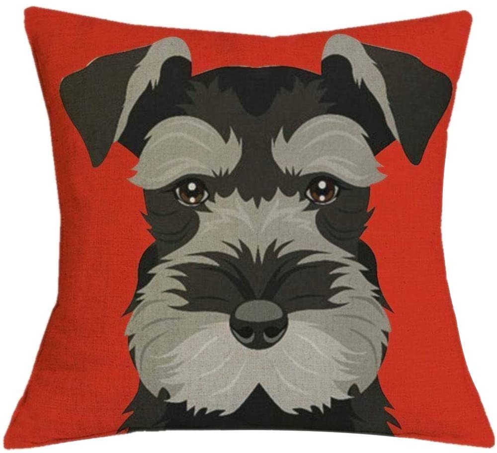 The Beach Stop Red Decorative Miniature Schnauzer Dog Scatter Cushion Cover | Home Decor Gift Idea | 45X45cm 18X18” |