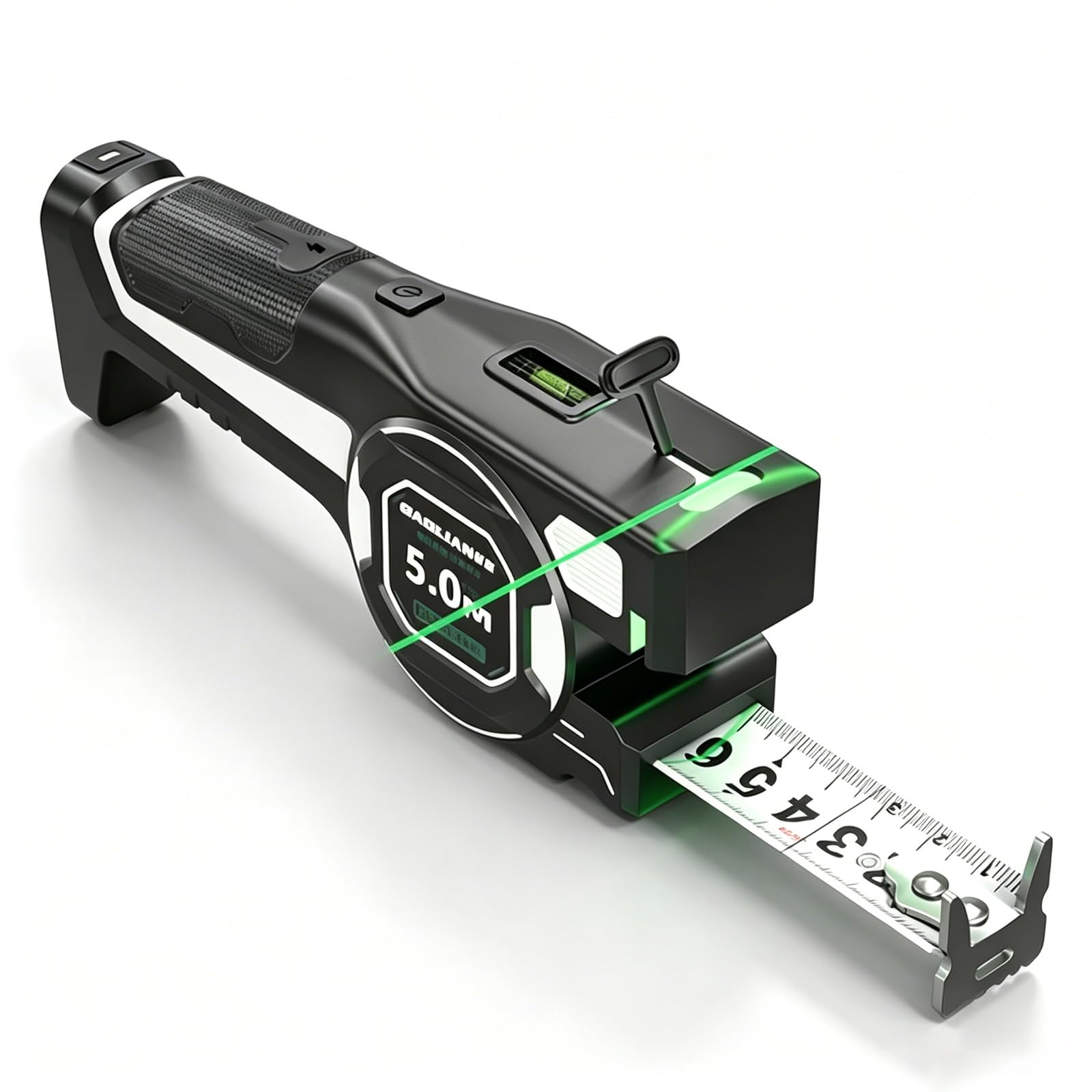 ISAHGIS メジャー 巻き尺, レーザー付き レベル機能付き ステンレス鋼巻尺 Type-C充電式 5M, 建設 DIY 家庭用 業務用(1 丁)