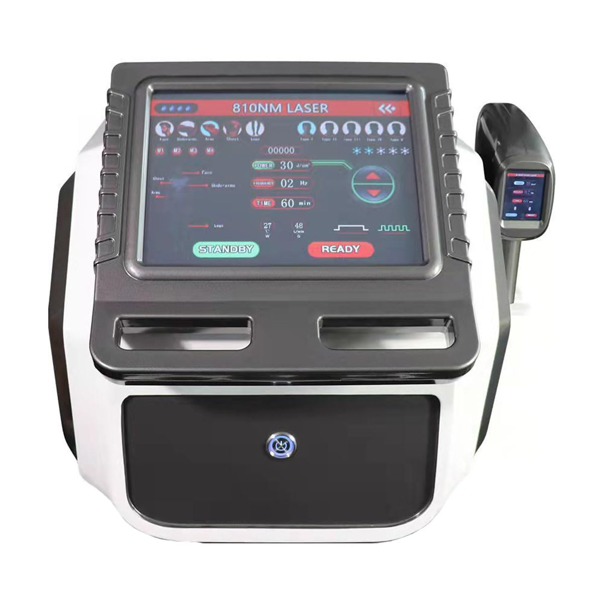 Epilatore 810nm Punto di Ghiaccio: Manipolo Touchscreen, Interfaccia Uomo/Donna e Rimozione Peli Sicura e Permanente
