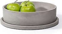Simon Brothers Large Modern Concrete Fruit Bowl with Tray - Handcrafted Decorative Catchall for Kitchen Counter, Entryway & Home Decor