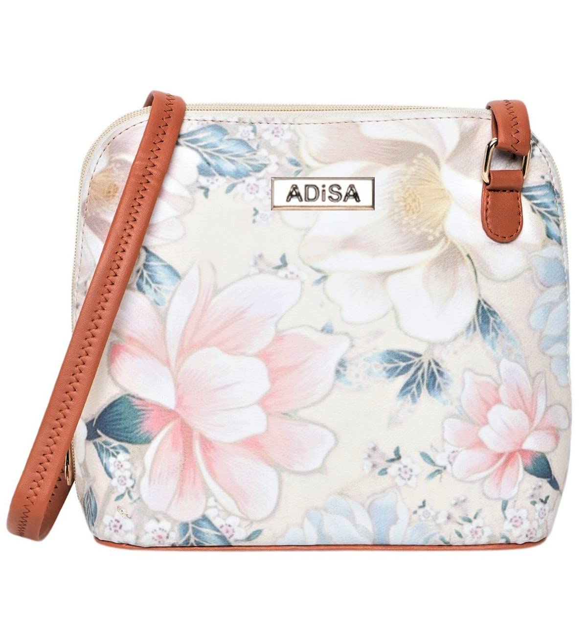 ADISA Women Girls Floral Print Faux Leather Sling Bag Crossbody (Off White) (B09XXJ1544) Amazon Price History, Amazon Price Tracker