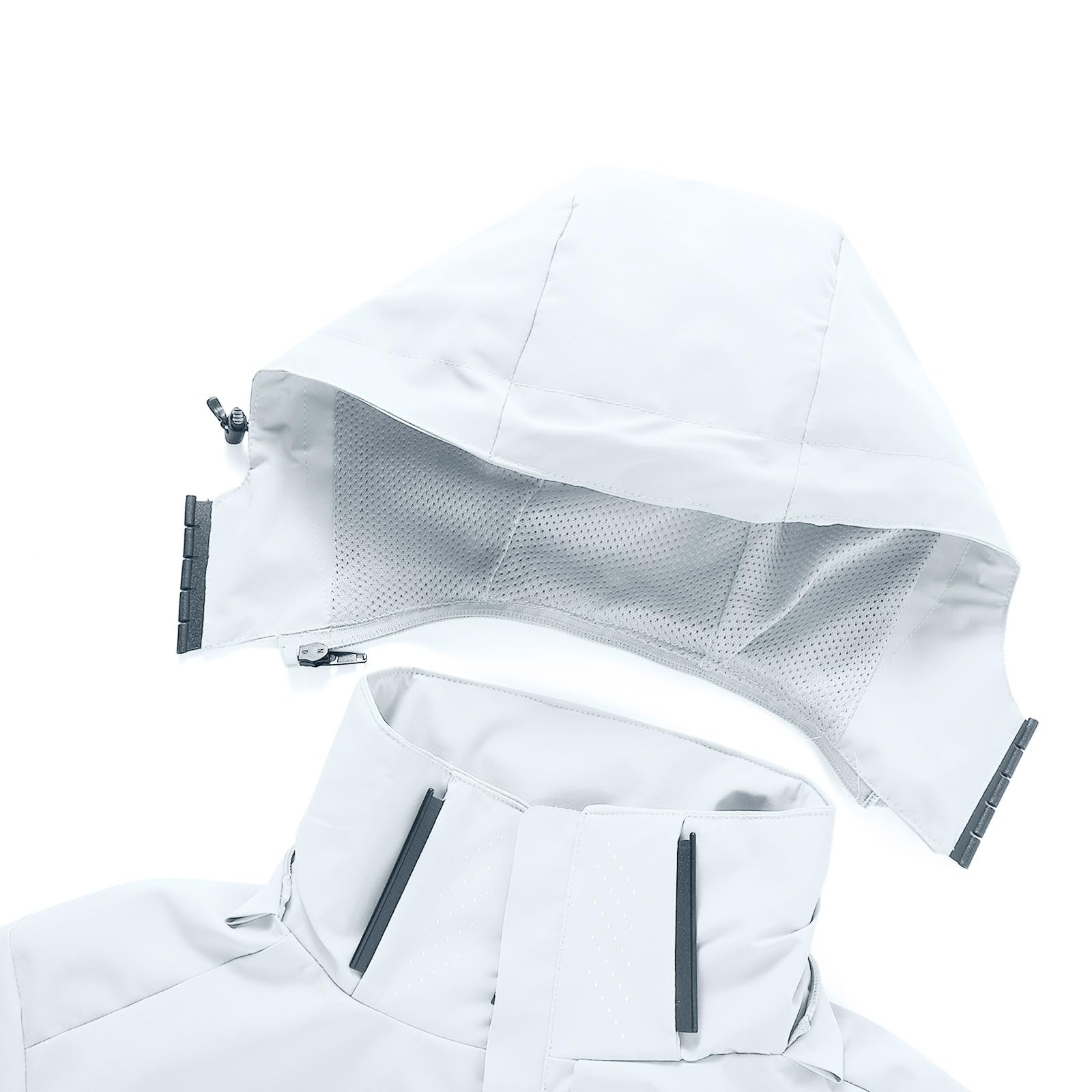 Veste de pluie pour femme - Grandes tailles - Imperméable - Veste toutes saisons - Avec capuche amovible - Veste douillette - Poches avant passepoilées - Veste de sport zippée - Sweat-shirt solide