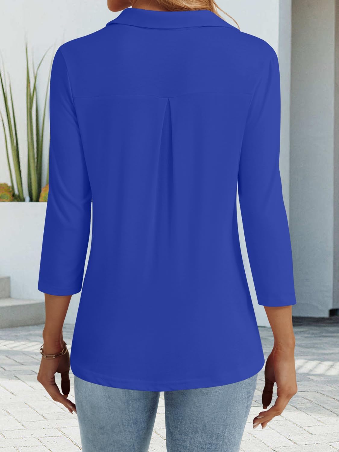 3/4 Length Sleeve Womens Tops Dressy Casual V Neck Polo Shirts Business Work Blouses 2025 Trendy Tunic Top - Image 4