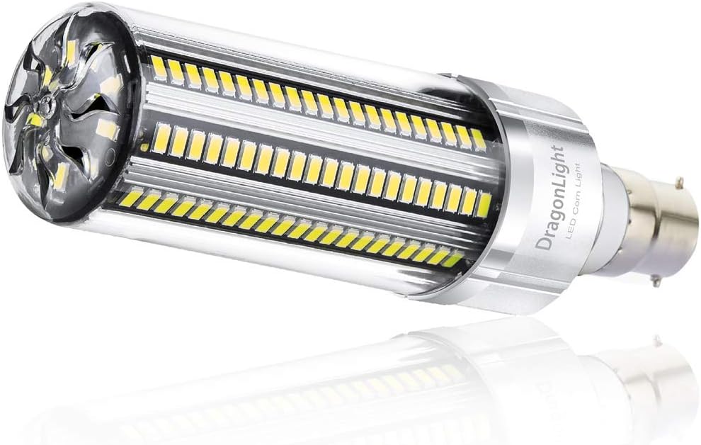 DragonLight 50W Super Bright B22 Bayonet Cap LED Corn Light Bulb(400 Watt Equivalent) - 6000K Daylight 6,000 Lumens CRI 90+ for Residential and Commercial Ceiling Lighting - Garage Warehouse Workshop