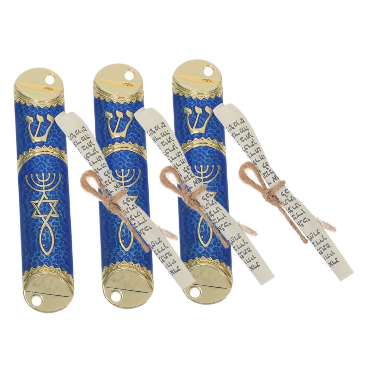 Cabilock 3Sets Jewish Mezuzah Case Metal Door Blessing with Scroll Elegant Hebrew Decor for Home for Hanukkah Jewish Celebrations Symbol