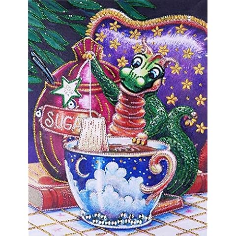 Diamond Painting DIY 5D Special Shape Rhinestones, ABEUTY Colorful Dragon Animal Cup Kettle Book Chair, Partial Drill Crystal Diamond Art Kits Cover