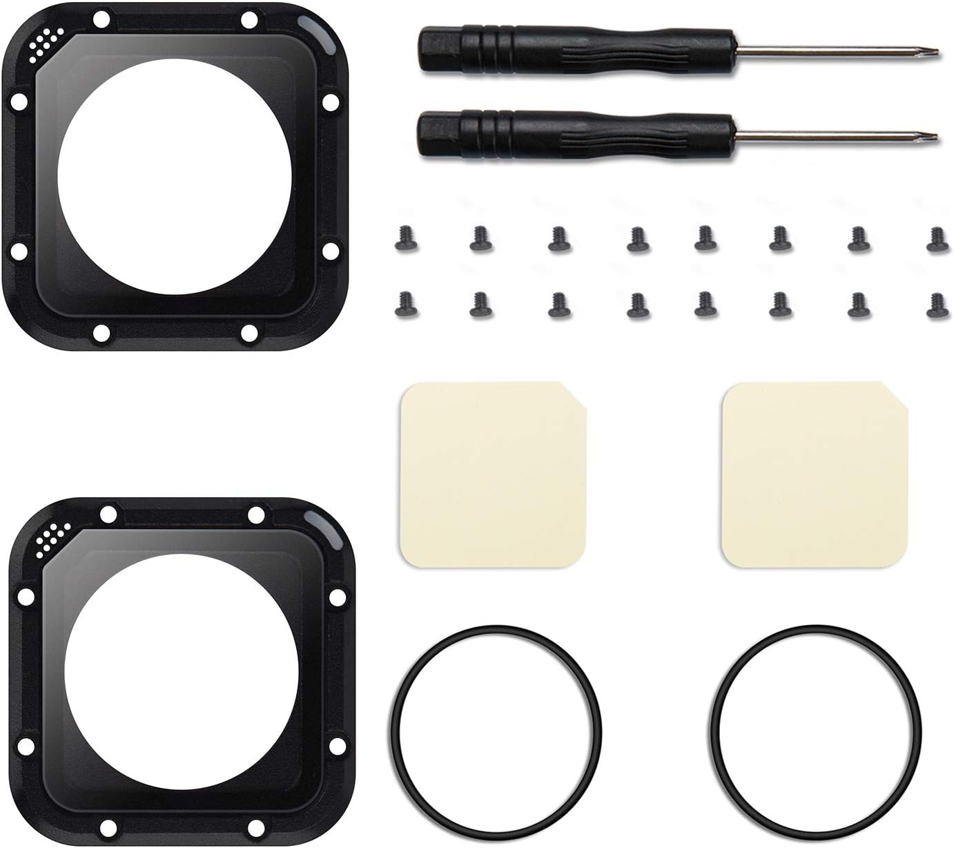 (2 Pack) ParaPace Lens Replacement Kit for GoPro Hero 5/4 Session Protective Lens Repair Parts (Black)
