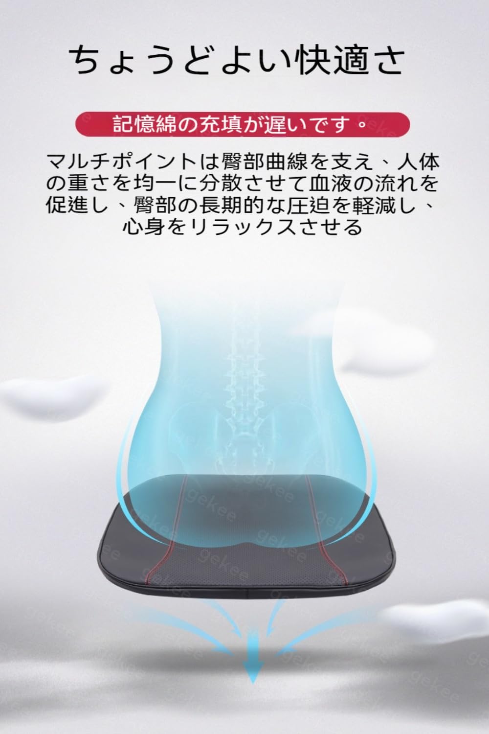【アルファード専用】車の座布団 3cm厚い 柔らかく快適 低反発 通気性AGH40W AGH45W 40系 体圧分散 内装パーツ カ
