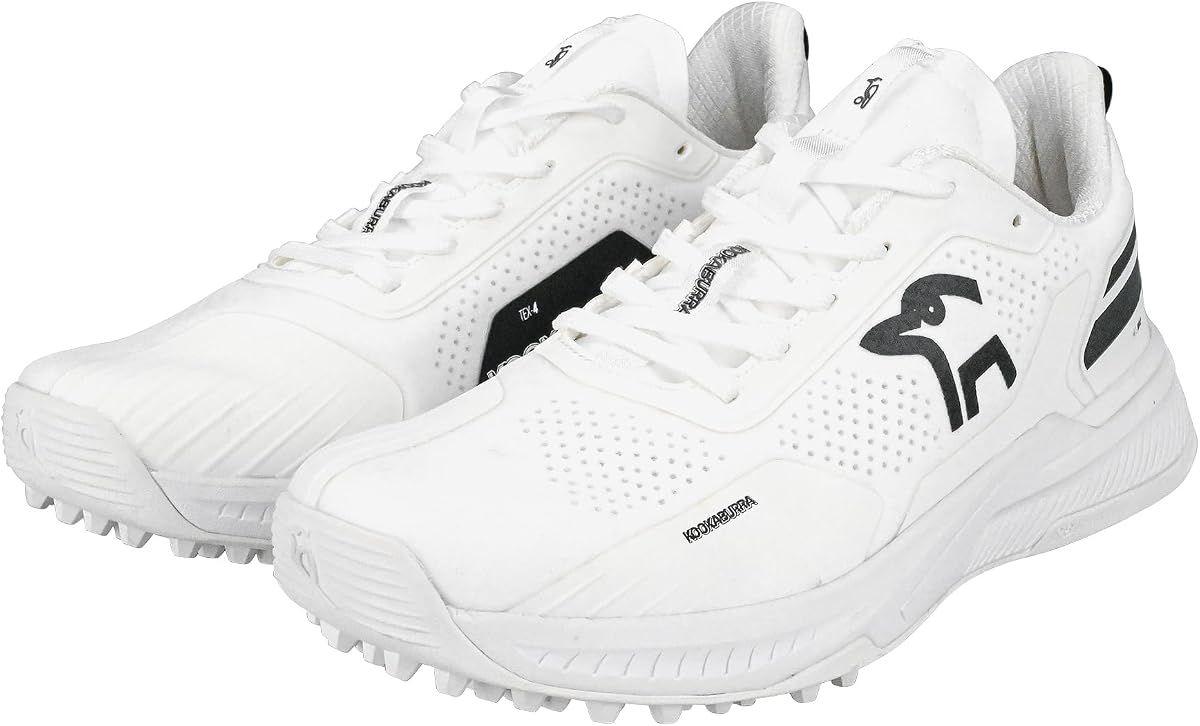 KC Players Rubber Sole Cricket Shoe, White/Black, Size 12