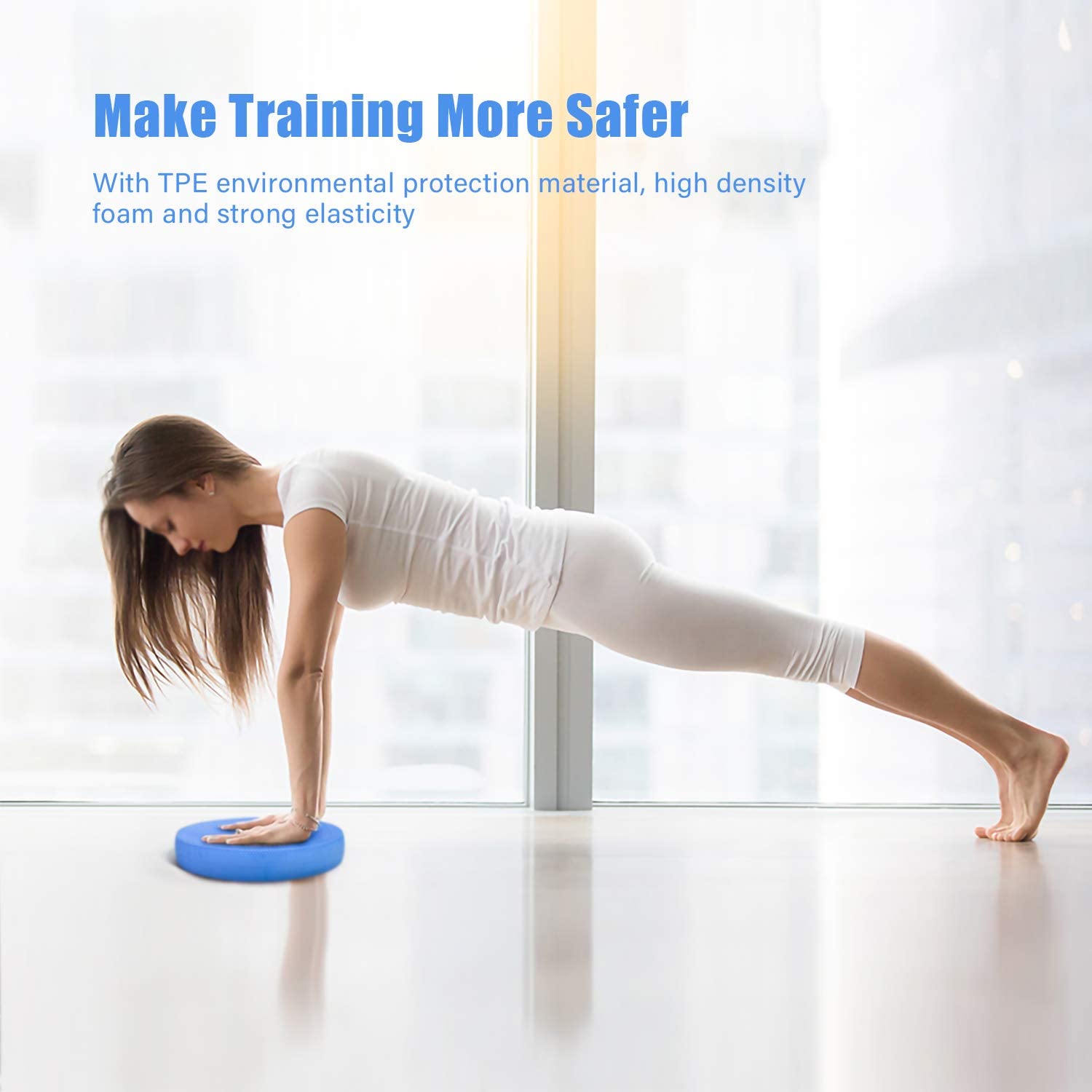 5BILLION FITNESS Balance Trainer, Entraîneur d'équilibre Sportif Demi-Ballon avec Bandes de Résistance et Pompe, Grind Arénacé et Antidérapant, Entraînement de Yoga Fitness à Domicile (Blue-Small)