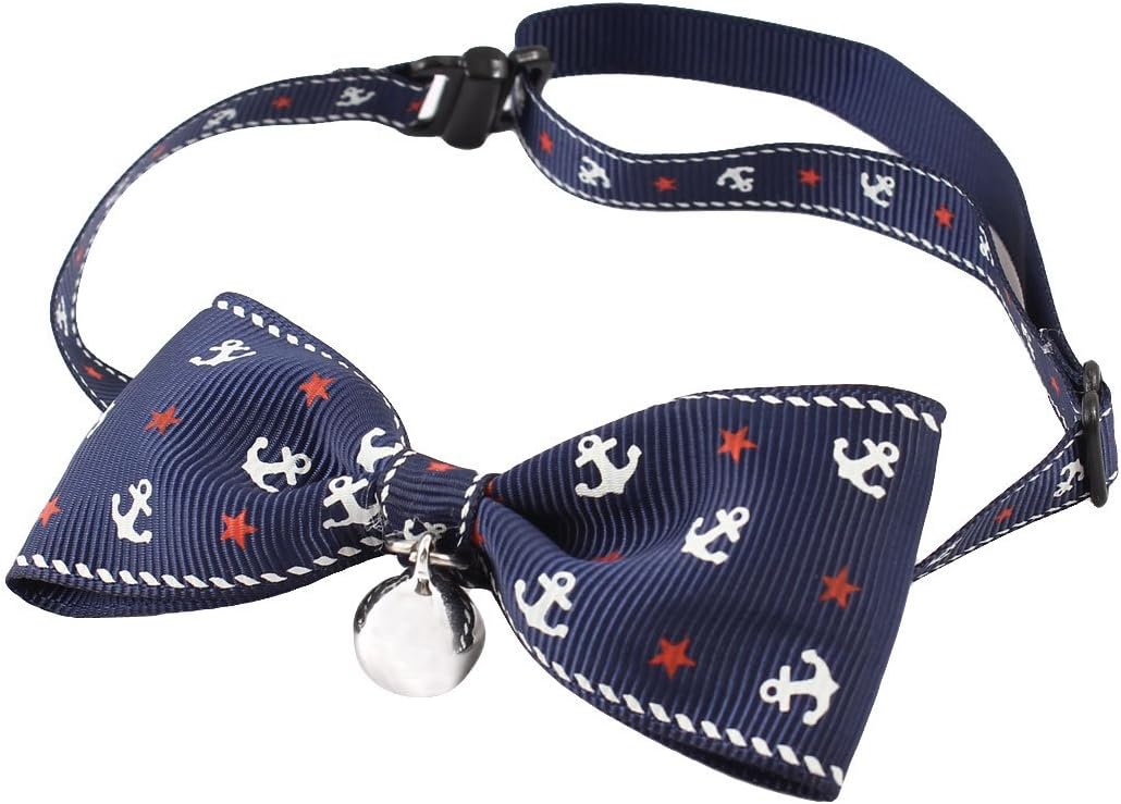 KTM Healthcare® Print Pet Bell Detail Buckle Bow Tie Navy Blue