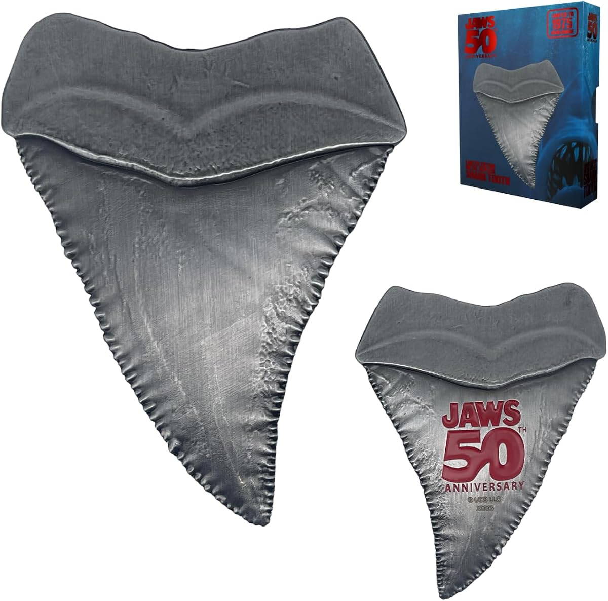 Jaws 50th Anniversary Shark Tooth Metal Medallion – Limited Edition Collectible with Art Card (Limited to 1,975 worldwide)