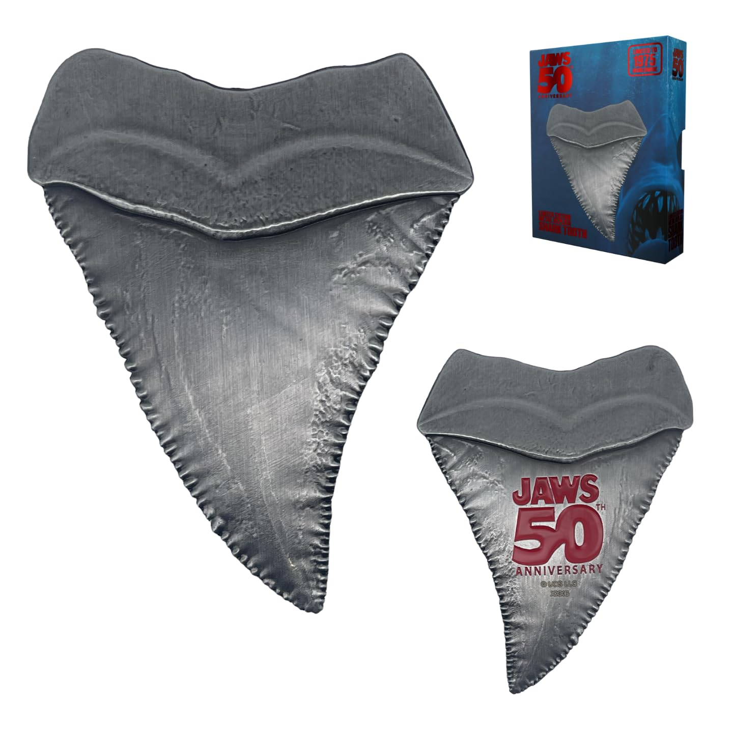 Jaws 50th Anniversary Shark Tooth Metal Medallion – Limited Edition Collectible with Art Card (Limited to 1,975 worldwide)