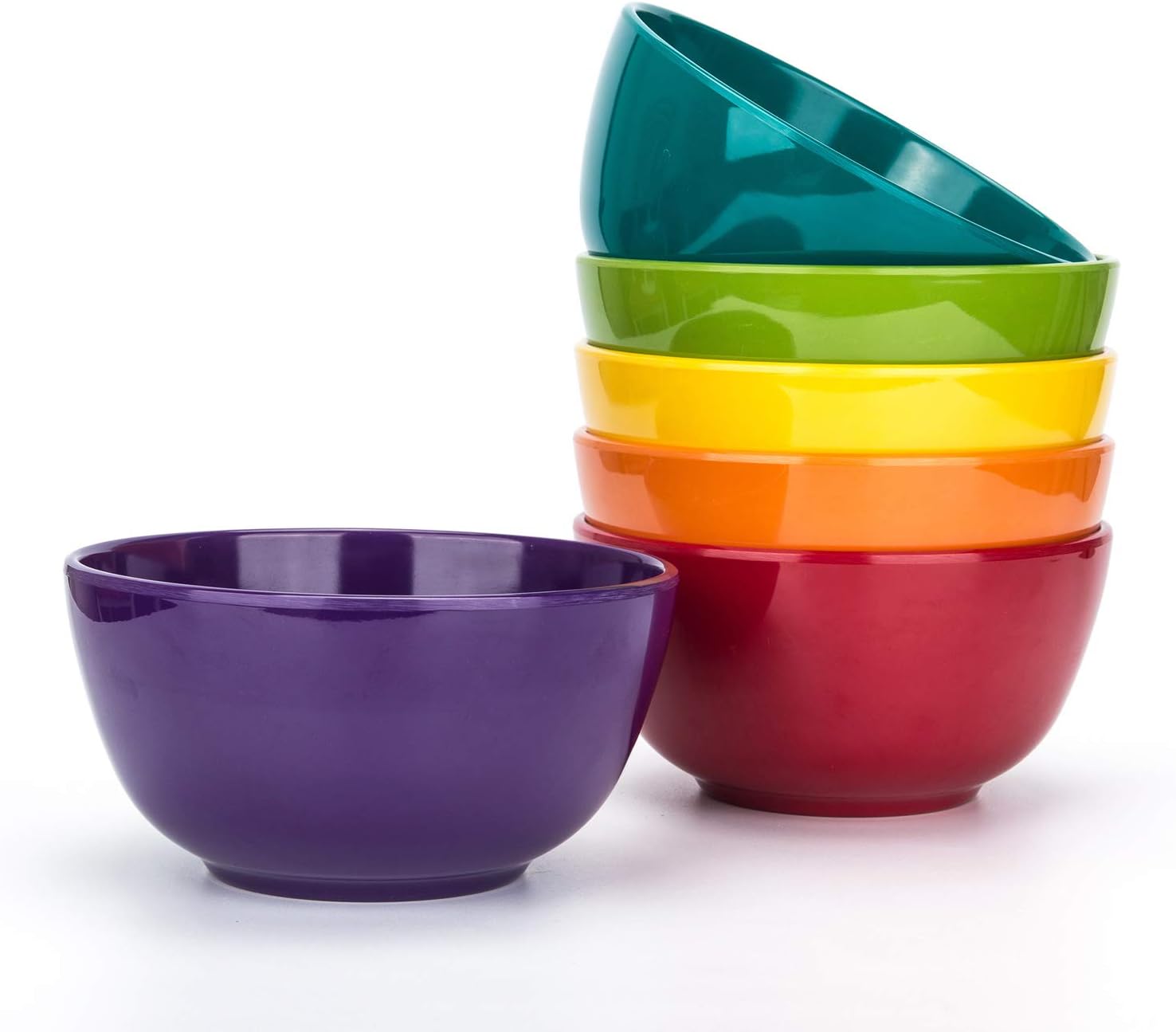 KX-WARE Melamine Bowls Set - 28oz 6inch 100% Melamine Cereal/Soup/Salad Bowls, Set of 6 in 6 | Shatter-Proof and Chip-Resistant Dishwasher Safe, BPA Free