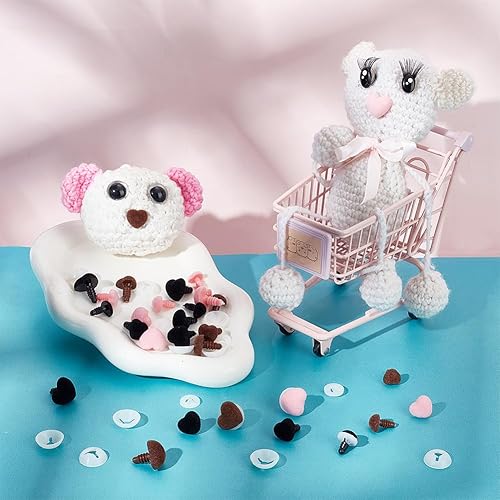 Miniatura 5 de PH PandaHall 36 piezas de nariz de seguridad flocada, 3 tamaños, narices de corazón, manualidades, narices amigurumi, nariz rosa, terciopelo de