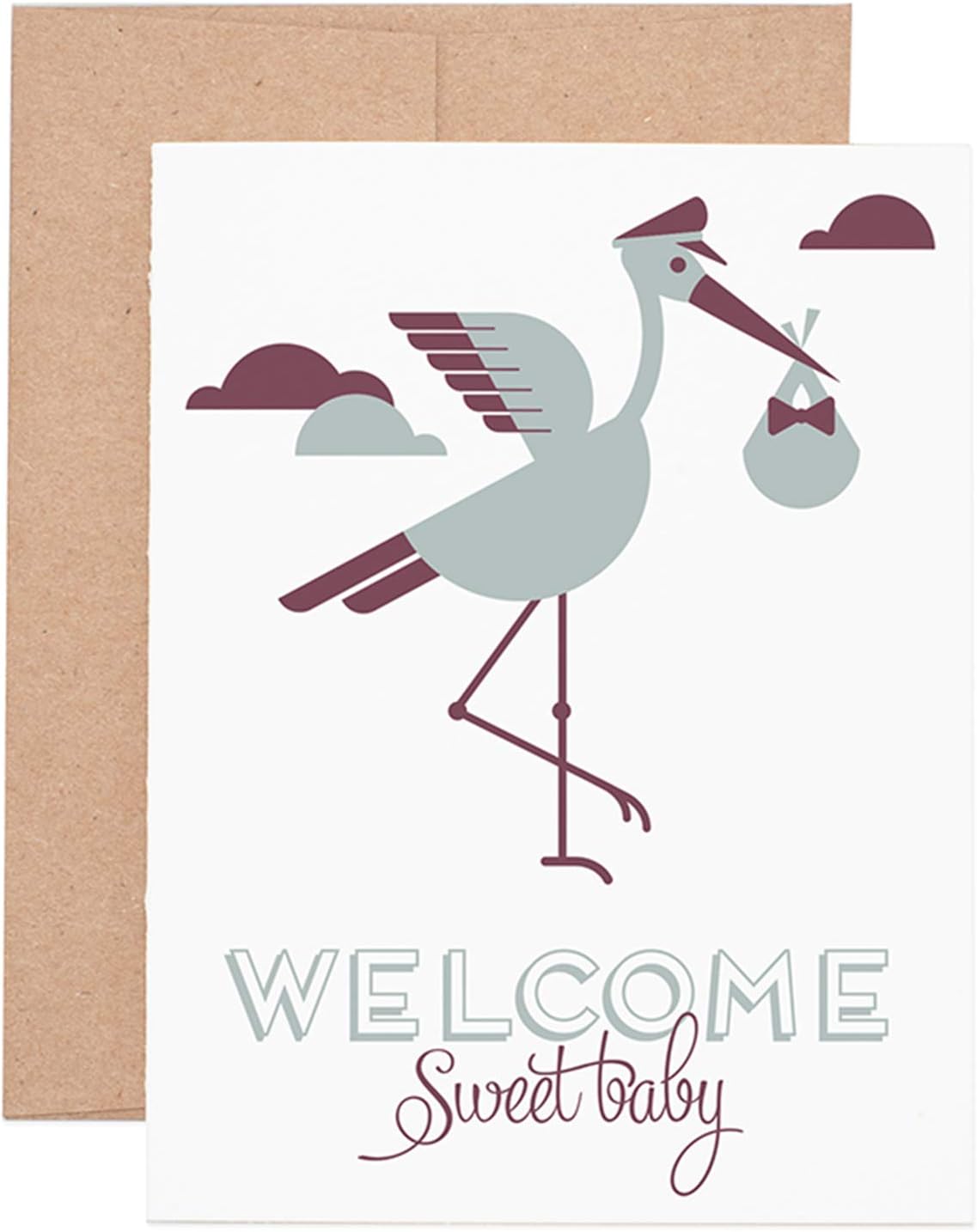 Stork Baby Letterpress Greeting Card