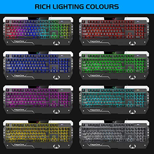 RGB Gaming Keyboard and Mouse Set (US Layout) Rainbow LED RGB Backlit Wired Keyboard for Xbox one PC Mac PS4 Laptop - Thumbnail 2