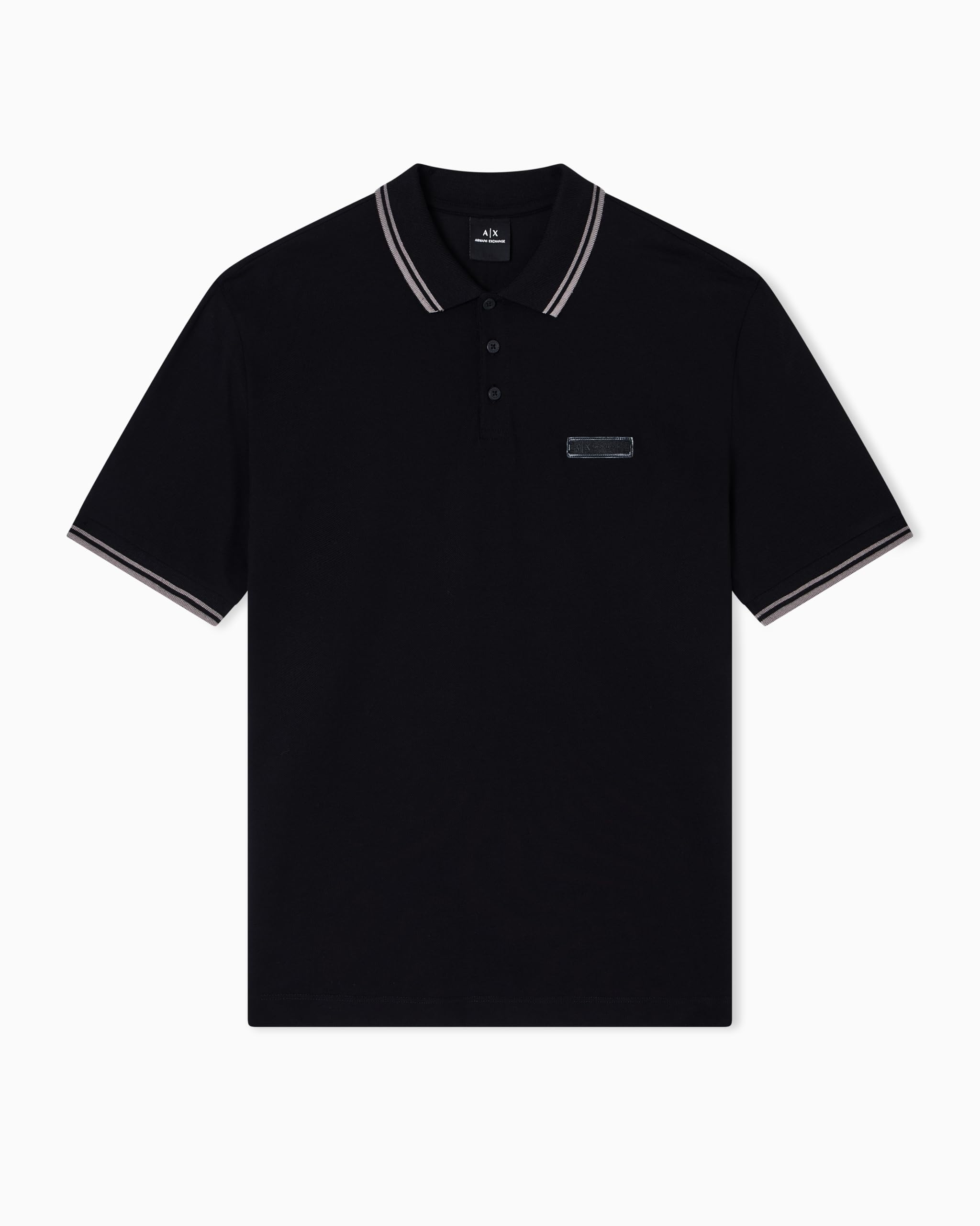 Armani Exchange Hombre Negro Polo De Manga Corta Para Con Logotipo De Tres Botones, Xxl
