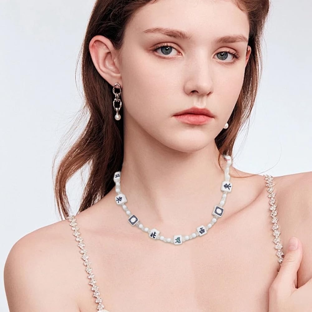 140pcs Mahjong Tile Beads 7 Styles Chinese Mahjong Charms Beads Pendant Mini Clay Loose Spacer Bead for DIY Crafts Supplies Bracelets Necklace Earring Jewelry Making Supplies - Image 5