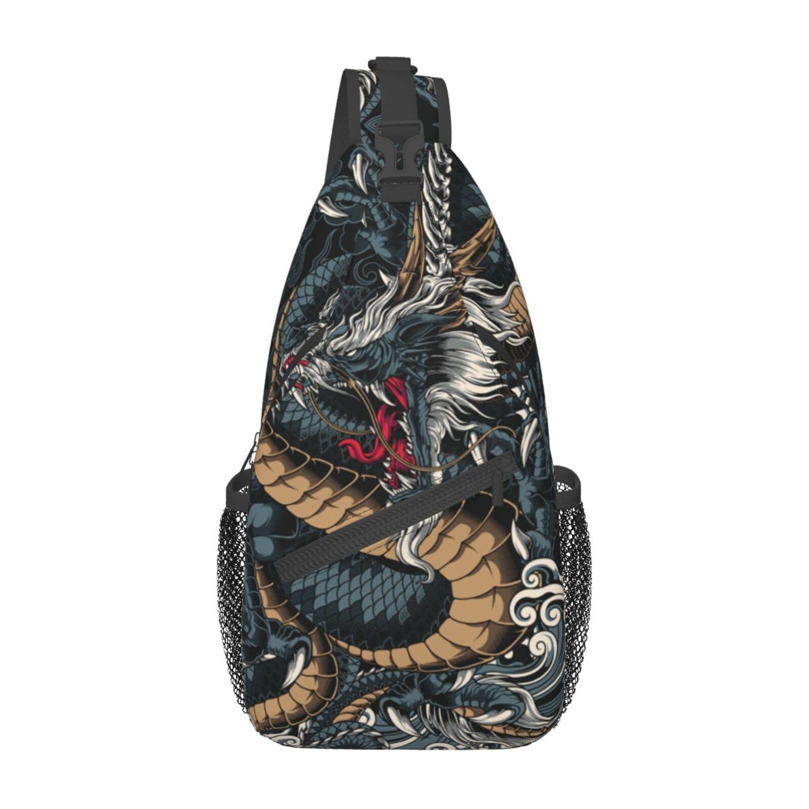 TKDYVAI Dragon Crossbody Bag Men Shoulder Bag Backpack Cool Sling Bag Chest Casual Daypack for Outdoor