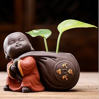 Chinese Purple Clay Tea Pet Home Decoration Crafts Figurines Monk Yixing Tea Accessories
