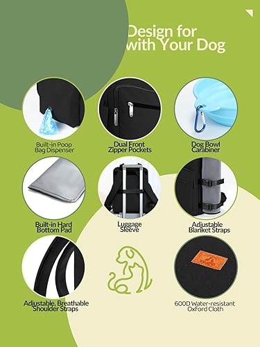 Miniatura 2 de DELOMO Bolsa de viaje para perro, mochila organizadora aprobada por aerolíneas con bolsillos multifunción, juego de accesorios de 25 litros con 2