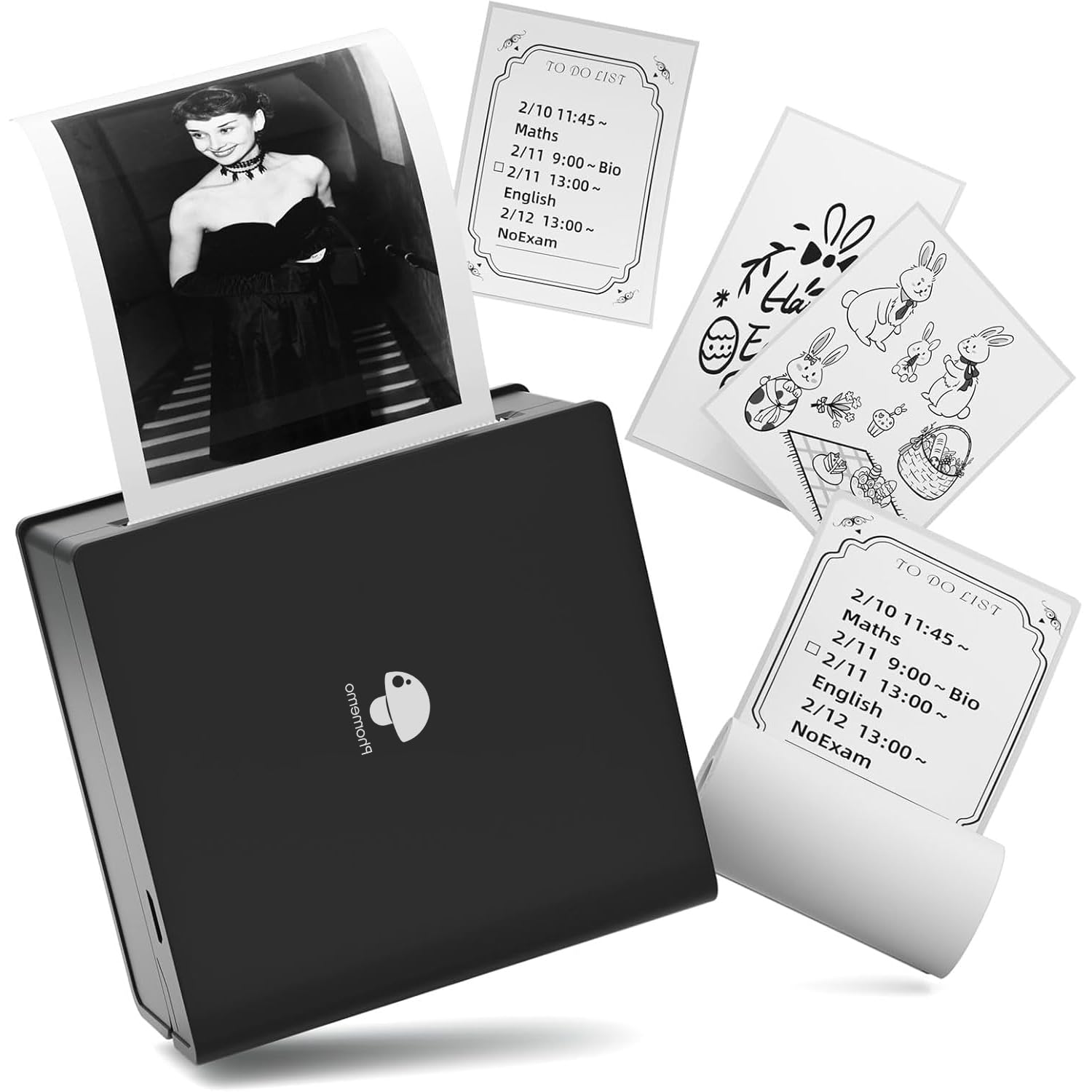 Phomemo M02 スマホ対応 ミニプリター サーマルプリンター モバイルプリンター ポータブル式 フォト メモプリンター 感熱 白黒プリンター Bluetooth接続 写真/手帳/メモ/ラベル/ドキュメント/整理/ワークリスト/レシート/ウェブ/付箋印刷 誕生日プレゼント 在宅勤務 自宅学習 日本語取扱説明書 ブラック