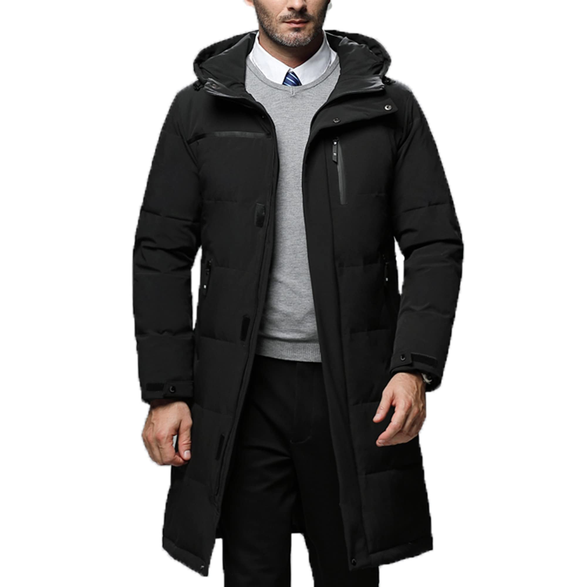 LegouWhite Goose Feather Jacket Men's Ski Lined with Wool Coat