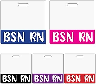 Besoar 5 Pack BSN RN Badge Buddy Card Holder - Horizontal Bachelor of Science in Nursing Accessories Blue Pink Purple Red Black Colors ID Name Identification Tags for Hospital Medical Work