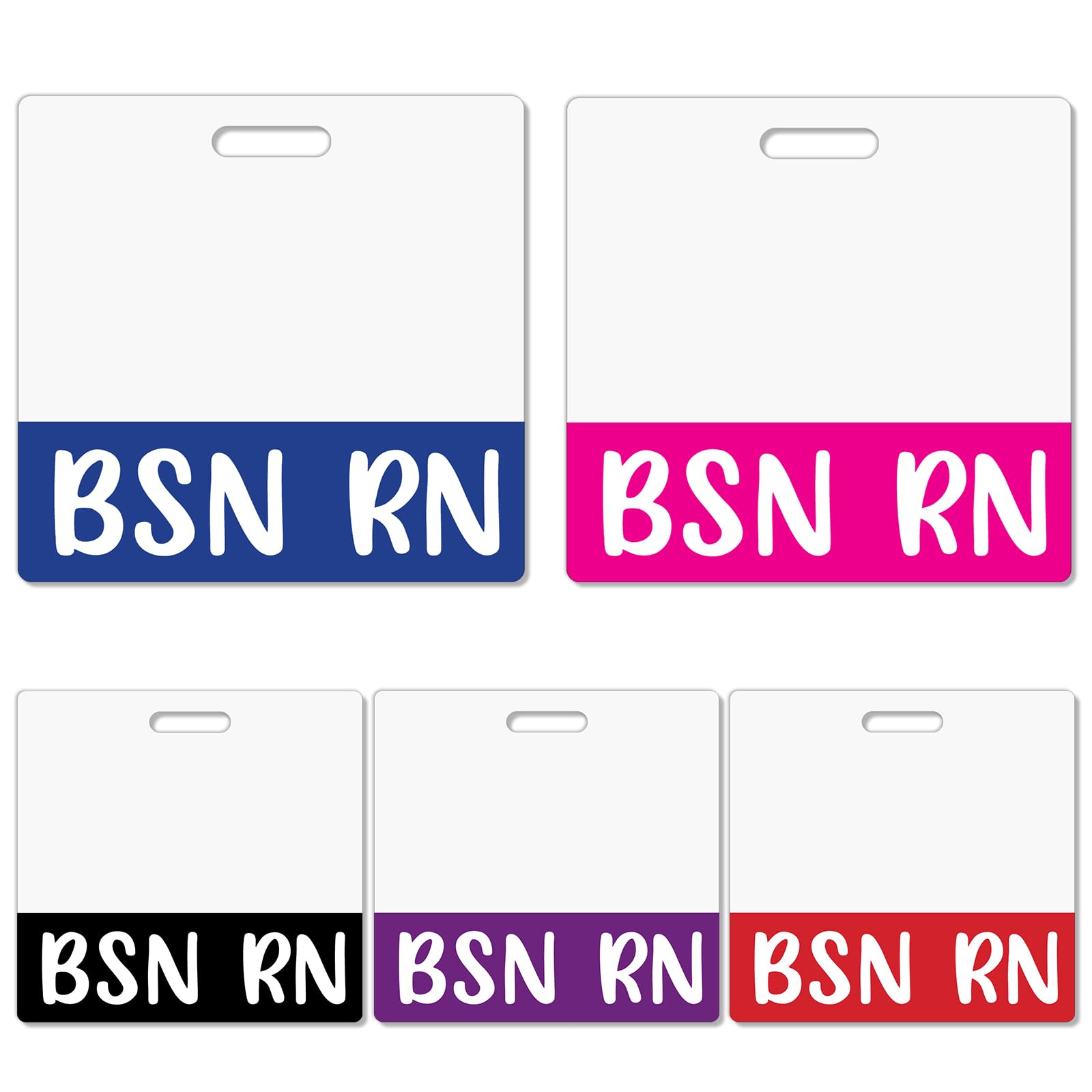 Besoar 5 Pack BSN RN Badge Buddy Card Holder - Horizontal Bachelor of Science in Nursing Accessories Blue Pink Purple Red Black Colors ID Name Identification Ta