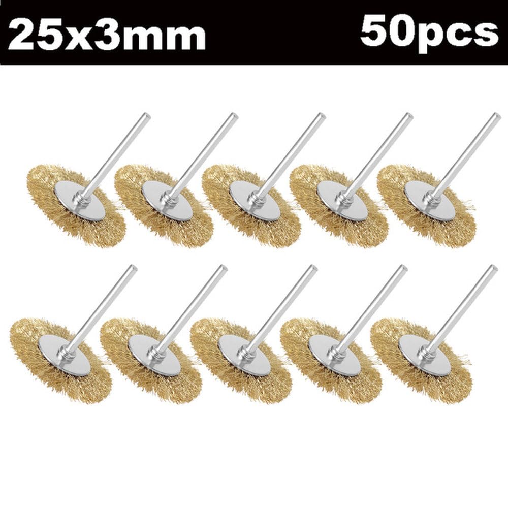 30/50PCS Zagięte mosiężne szczotki tarczowe druciane szczotki do akcesoriów obrotowych narzędzia polerujące do szlifierki obrotowej, 50PCS