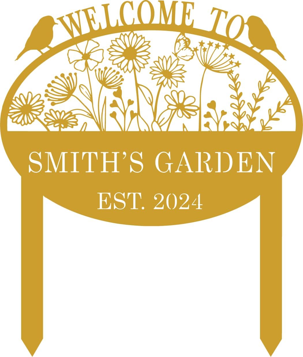 Personalized Metal Garden Flower Sign with Stakes, Custom Garden Decor for Outdoor, Flower Sign Plaque, Yard Sign, Lawn Decoration Art, Farmhouse Gift