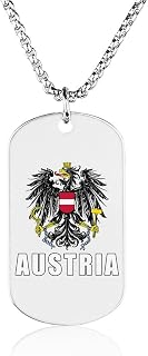 Austria Austrian National Emblem Personalized Pendant Necklaces Dog Tag Necklace for Men Women Silver Chain