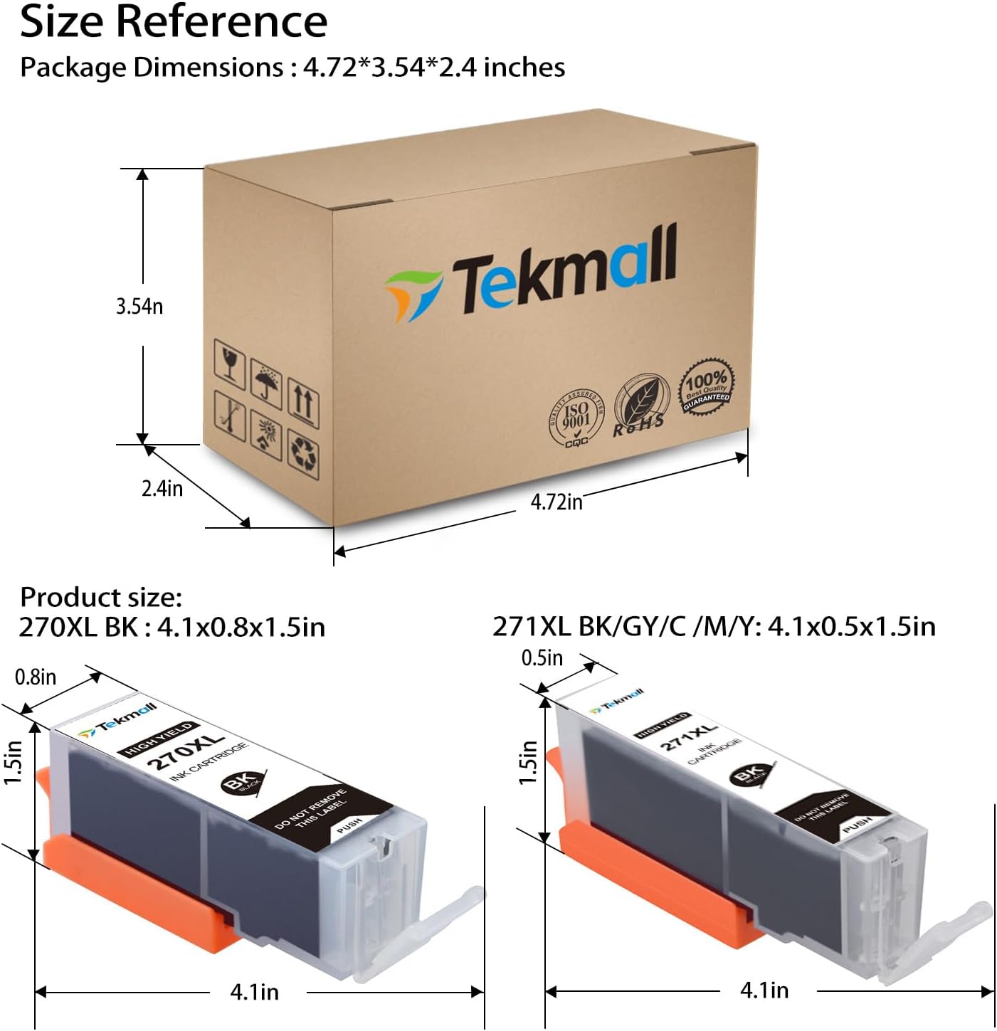 Compatible Ink Cartridges PGI-270XL CLI-271XL 271 270 271XL 270XL Used for PIXMA MG7720 TS9020 TS8020 MG6821 TS9000 MG7700 MG6820 Printers 7 Pack (2*PGBK, BK, C, M, Y, GY)