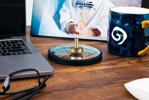 Miniatura 5 de DjuiinoStar Parte superior giratoria de latón con punta de rubí, 5-10 minutos girando, mecanizado CNC de metal sólido, juguete de escritorio de alta