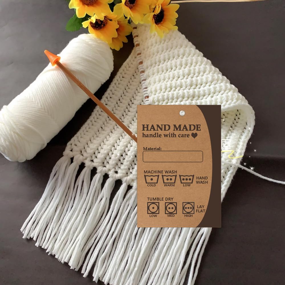 Clothes Washing Instructions Hang Tag Material Care Cards,2x3 Inch Handmade Care Instruction Tags,50 Pcs, Brown - Image 4