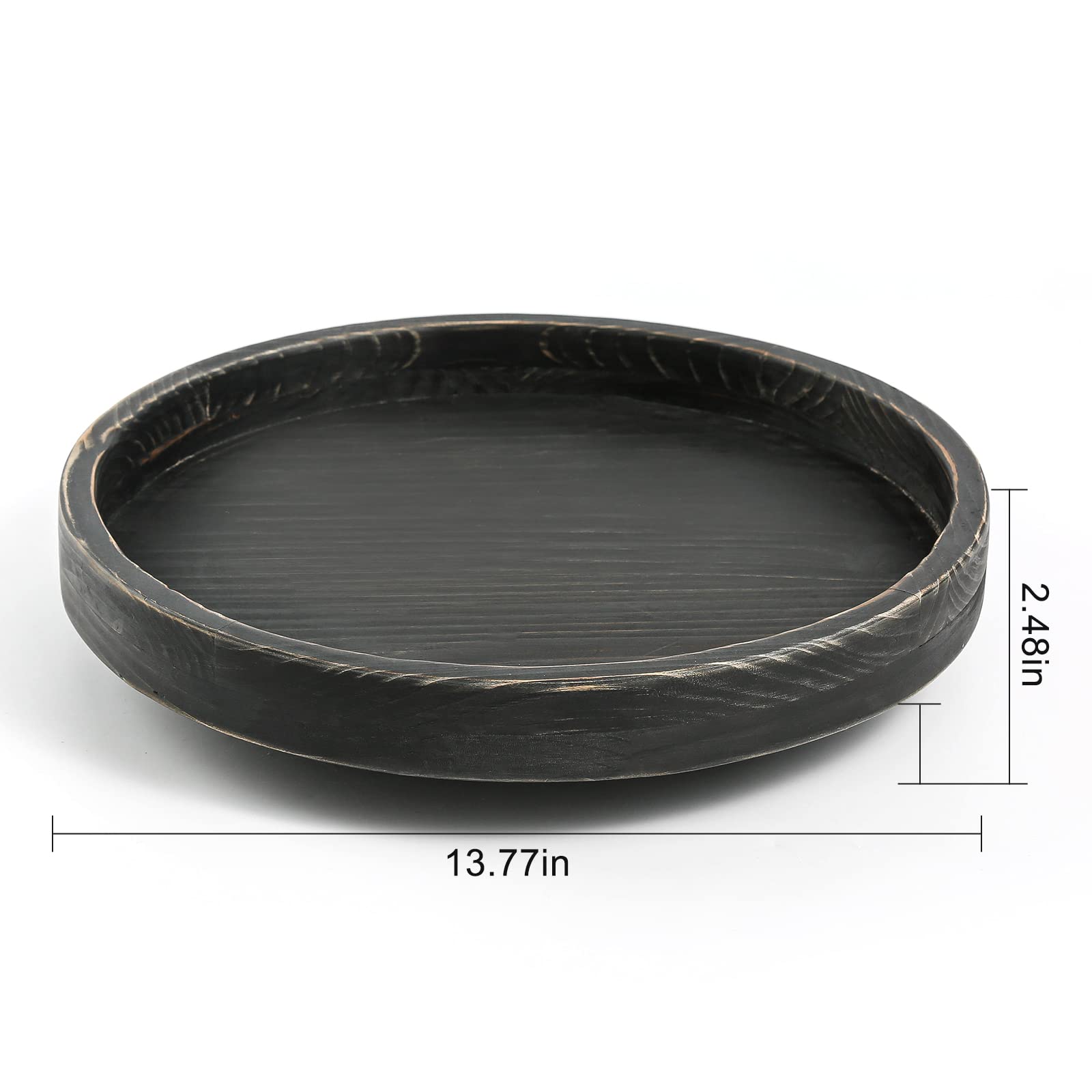 Juleduo Plateau Tournant Rustique Rond En Bois Vieilli Lazy Susan De 35,6 Cm, Plateau Tournant, Organisateur D'armoire Et Table De Salle à Manger (blanc