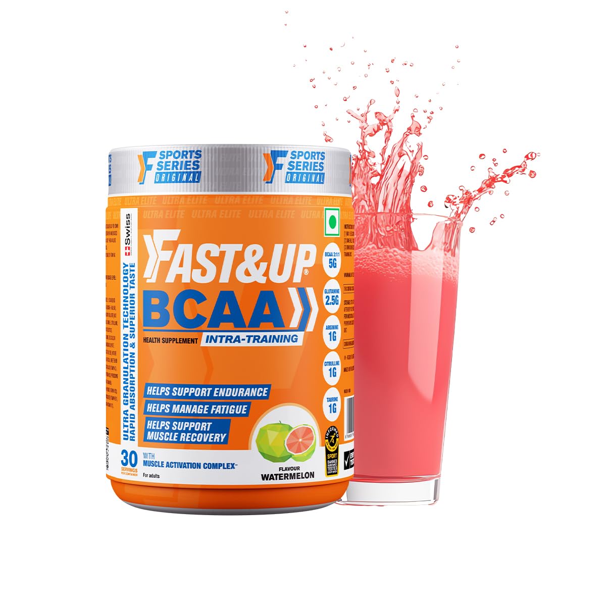 Fast&Up BCAA Advanced Watermelon - 30 Servings, Informed Sport Certified | For Muscle Recovery, Endurance & Hydration | BCAA (2:1:1) + Muscle Activators + Electrolytes-image-27