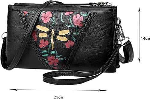 Miniatura 4 de Bolso de hombro para mujer PU negro con estampado de moda en cuero, bolso de mano casual para dama, bolso de mensajero