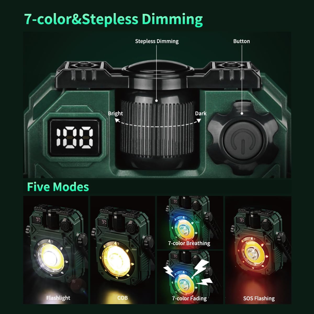LED Work Light, 2000LM Portable Work Light, Work Lights on Stand Rotatable Stand and Handle, Hook Design LED Flood Light for Workshop Garage, Construction Site