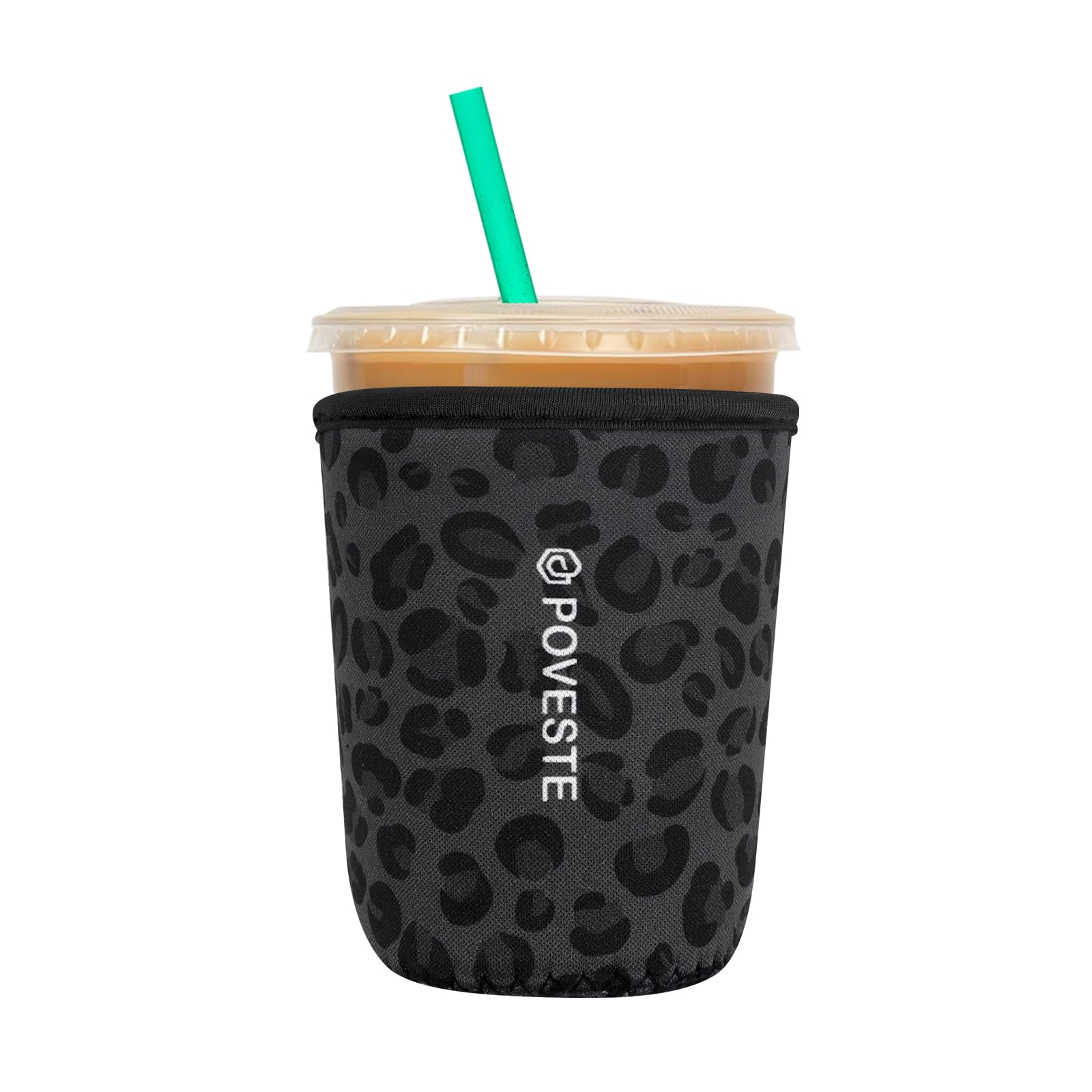 Reusable Neoprene Insulator Sleeve for Iced Coffee &amp; Cold Soda, Coffee Sleeves for Iced &amp; Hot Drinks, Cold Beverage Cooler Compatible with Starbucks, Dunkin (Black Panther, Small: 16-18oz)