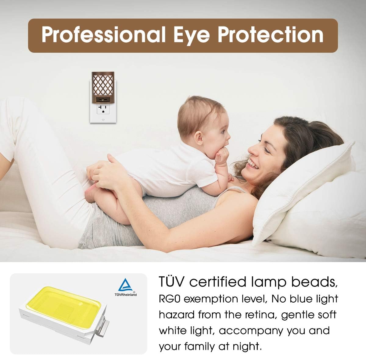 Dimmable Night Light Plug in, DORESshop 1W(15W Equivalent) Vintage LED Dusk to Dawn Sensor Night Light, Adjustable Brightness from 0LM-60LM, 110V, Soft White 3000K for Bedroom, Hallway, Nursery, 2Pack - - 