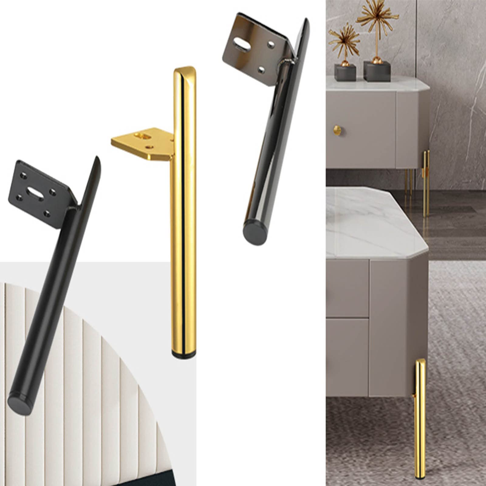 Patas de metal para muebles, paquete de 4 patas de sofá, patas de repuesto para escritorio, soporte de TV, mesita de noche, tocador, sofá, patas de armario de hierro, patas de muebles de baño (color
