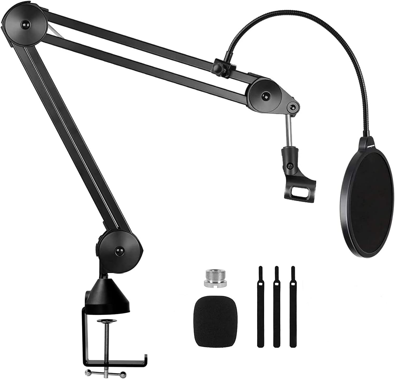 Microphone Boom Arm with Pop Filter, Swivel Mount Studio Mic Arm Stand