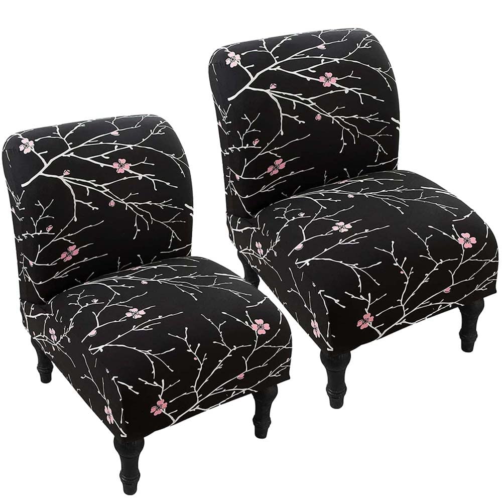 AQIGR Armless Accent Chair Cover Stretch Armless Slipper Chair Slipcover Soft Spandex/Velvet Fabric Armless Chair Cover Slipcover Furniture Protector for Living Room Hotel (Color : #9, Size : 2PCS)
